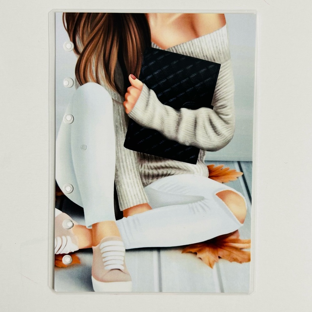 A6 - Fall Theme Picture Agenda Divider Dashboard (Girl Holding her Planner